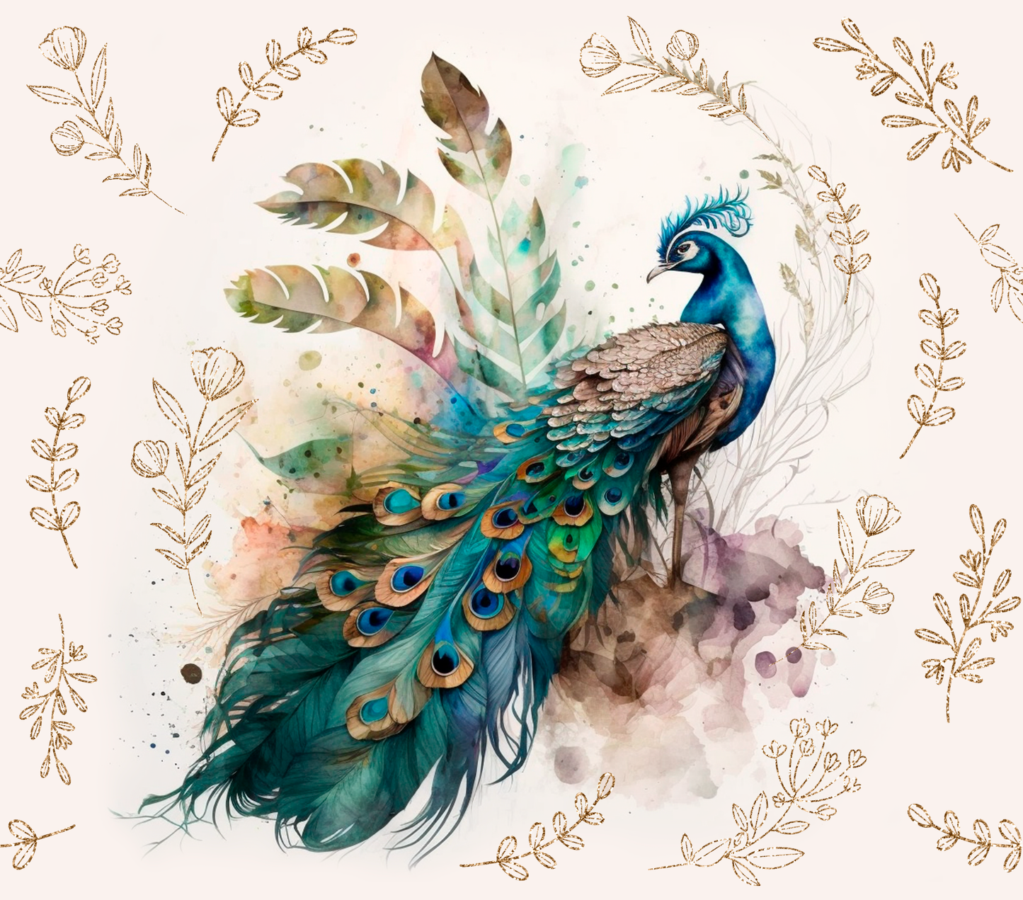 PEACOCK WITH FEATHERS ~ 20 oz TUMBLER