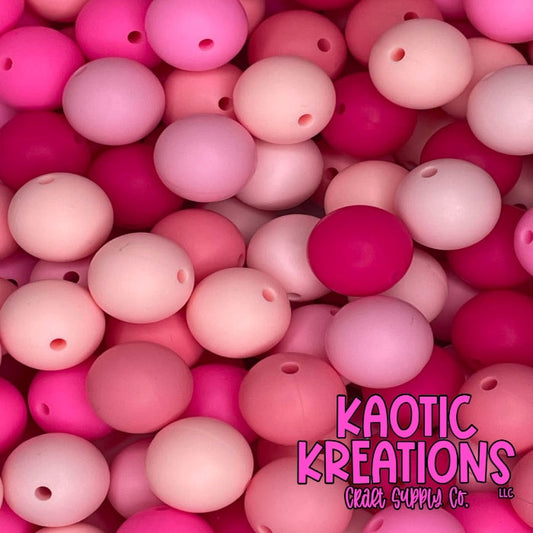 SHADES OF PINK SILICONE BEAD MIX (40ct)