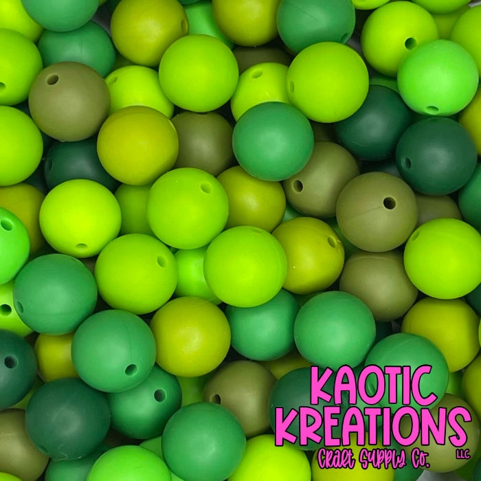 SHADES OF GREEN SILICONE BEAD MIX (40ct)