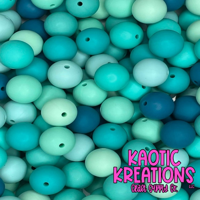 SHADES OF TURQUOISE SILICONE BEAD MIX (40ct)