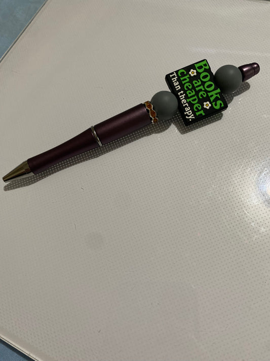 “Books are Cheaper Than Therapy” pen - 3