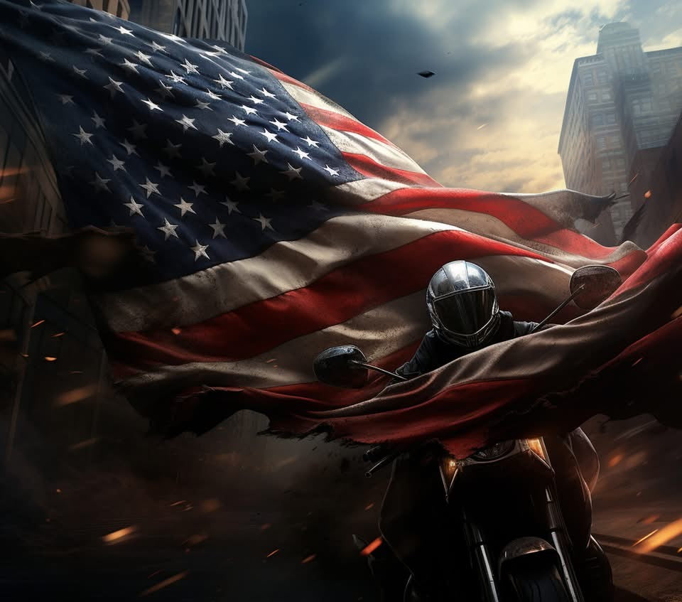 20 oz Tumbler - American Flag and Motorcycle