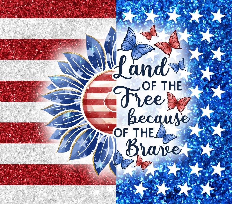 20 oz Tumbler - Land of the Free Because of the Brave - 1