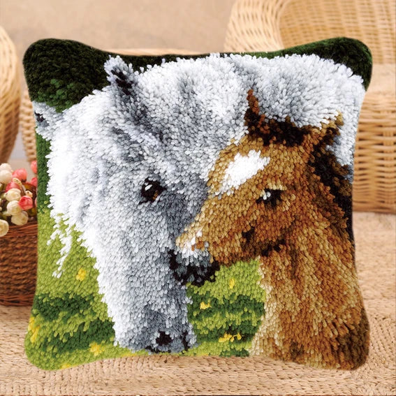 Horses Pillow Latch hook kit