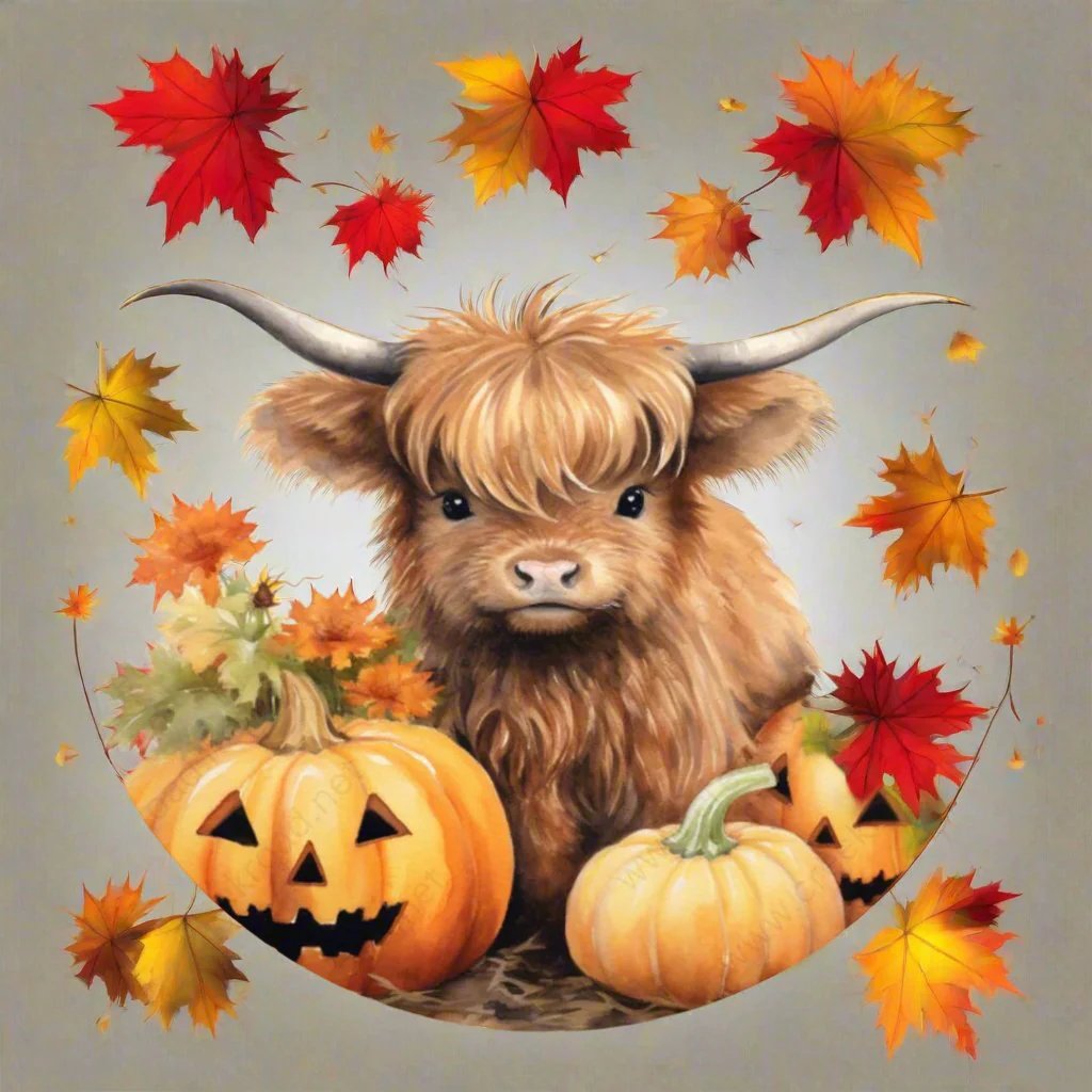 HIGHLAND COW WITH FALL LEAVES ~ 20 oz TUMBLER