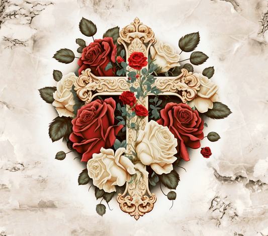 CROSS WITH ROSES ~ 20 oz TUMBLER