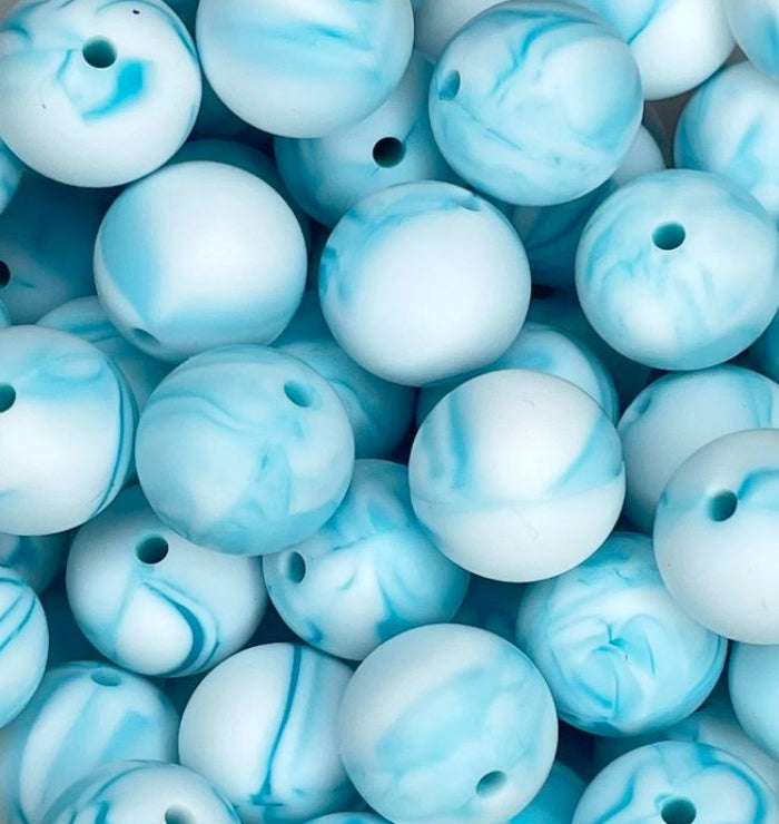 #150 SEA BLUE MARBLE 15MM SOLID (1ct)