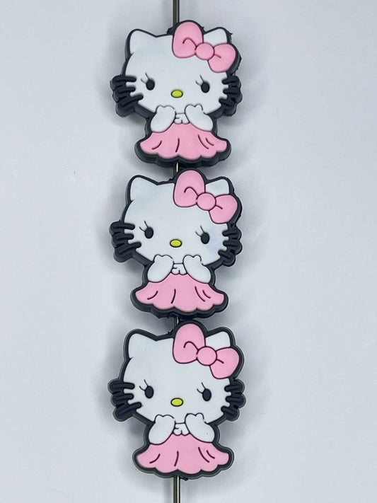 PINK BOW DRESS KITTY SILICONE FOCAL D94 (1ct)