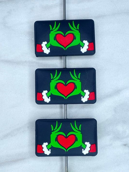 SQUARE GRINCH HEART HANDS SILICONE FOCAL D447 (1ct)