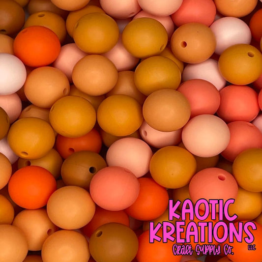 SHADES OF ORANGE SILICONE BEAD MIX (40ct)