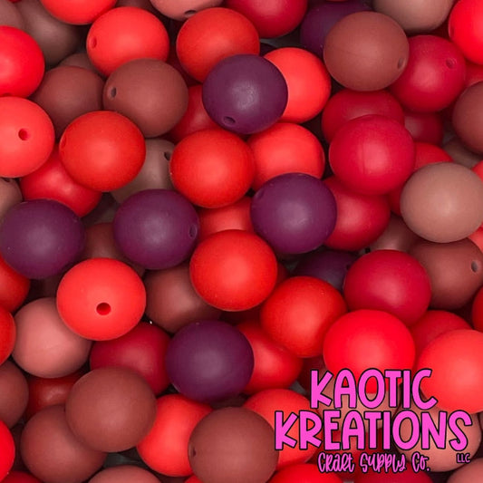 SHADES OF RED SILICONE BEAD MIX (40ct)