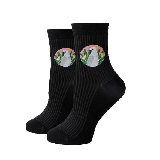 Women Socks New Funny Cute Cartoon Animal Cat Dog Parrot Novelty Harajuku Kawaii Happy Art Socks Cotton Fashion Harajuku Socks
