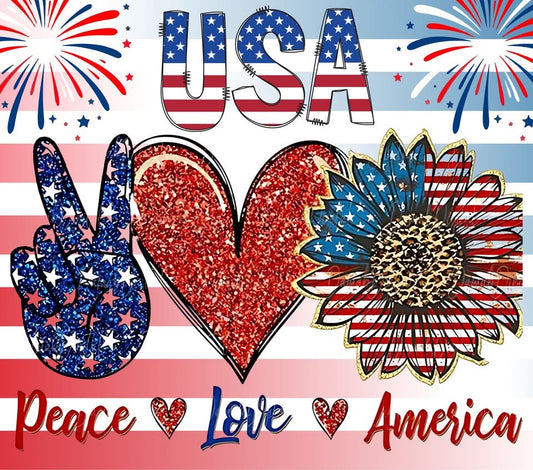 20 oz Tumbler - U.S.A. Peace Love America