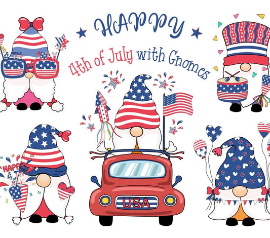 20 oz Tumbler Happy 4th of July with Gnomes