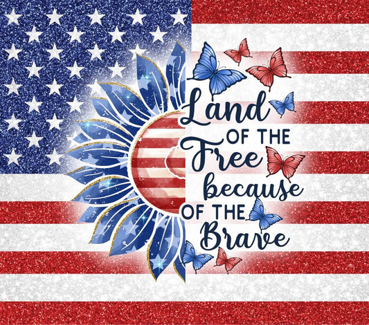 20 oz Tumbler - Land of the Free Because of the Brave - 4