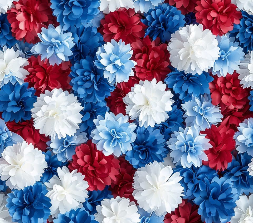 20 oz Tumbler - Red White and Blue Flowers - 2