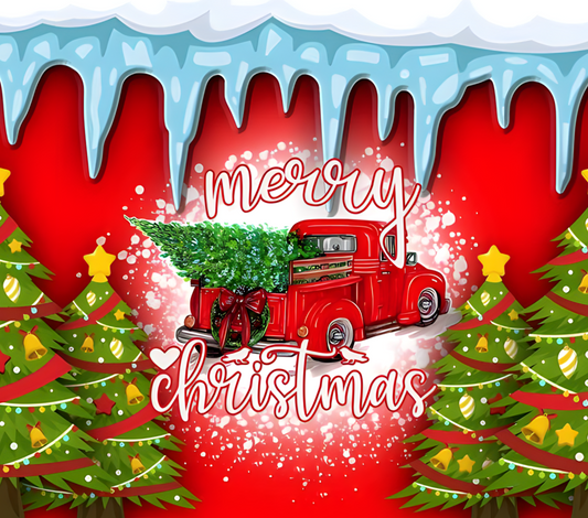 MERRY CHRISTMAS RED TRUCK ~ 20 oz TUMBLER