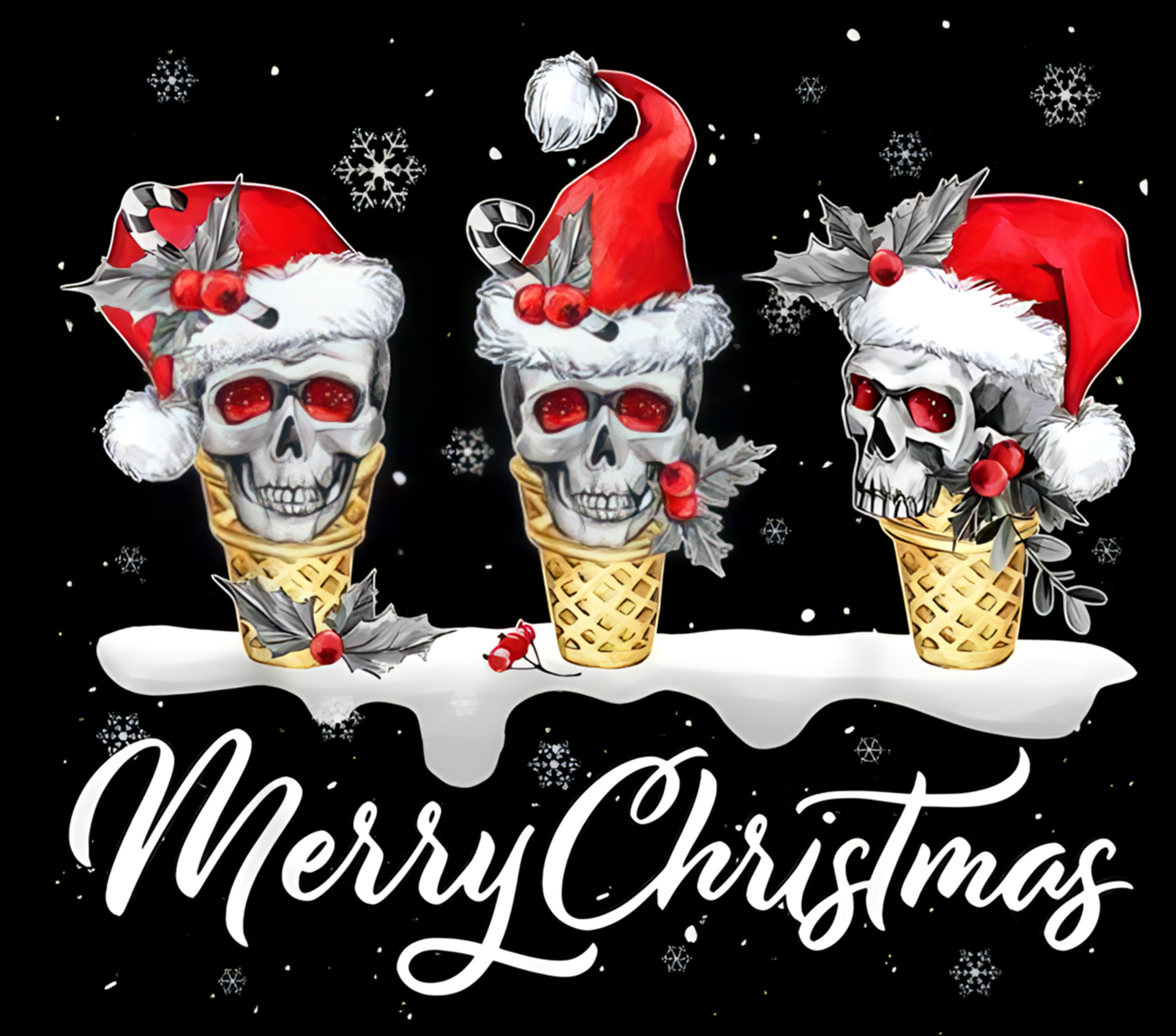 MERRY CHRISTMAS SKULL CONES ~ 20 oz TUMBLER