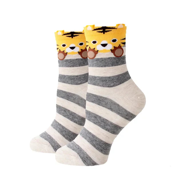 Women Socks New Funny Cute Cartoon Animal Cat Dog Parrot Novelty Socks