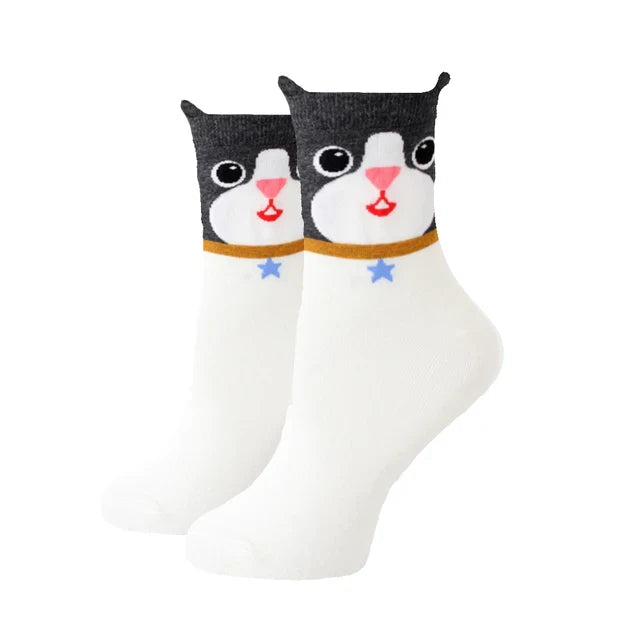 Women Socks New Funny Cute Cartoon Animal Cat Dog Parrot Novelty Socks