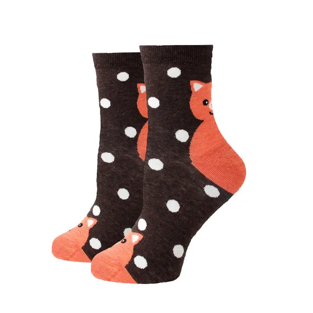 Women Socks New Funny Cute Cartoon Animal Cat Dog Parrot Novelty Socks