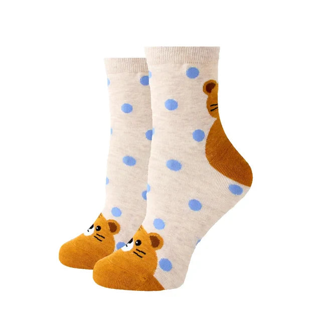 Women Socks New Funny Cute Cartoon Animal Cat Dog Parrot Novelty Socks