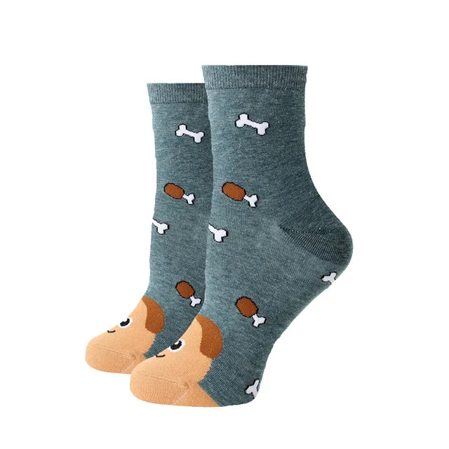 Women Socks New Funny Cute Cartoon Animal Cat Dog Parrot Novelty Socks