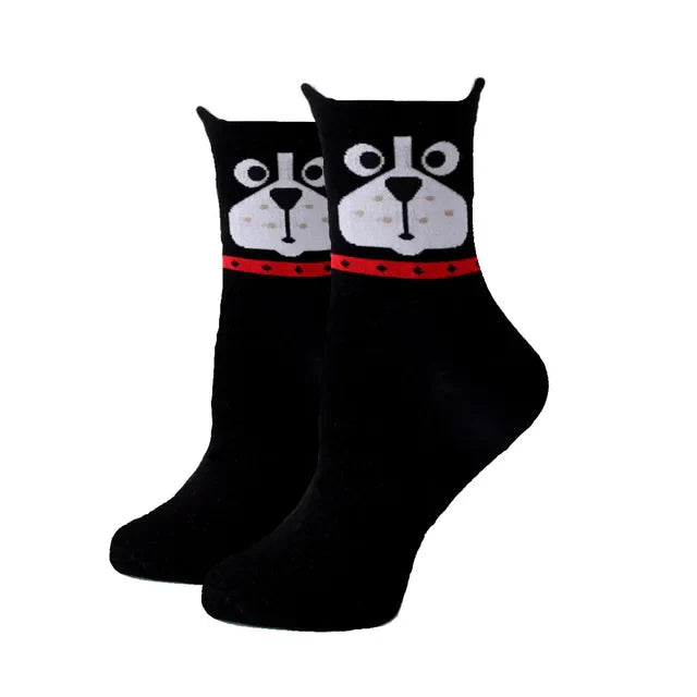 Women Socks New Funny Cute Cartoon Animal Cat Dog Parrot Novelty Socks