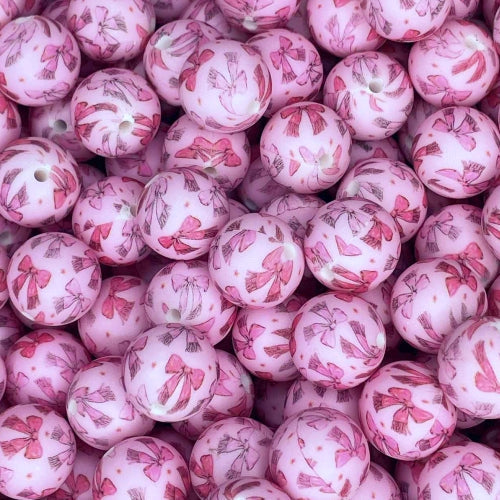P696 PINK BOWS 15MM PRINT (1ct)